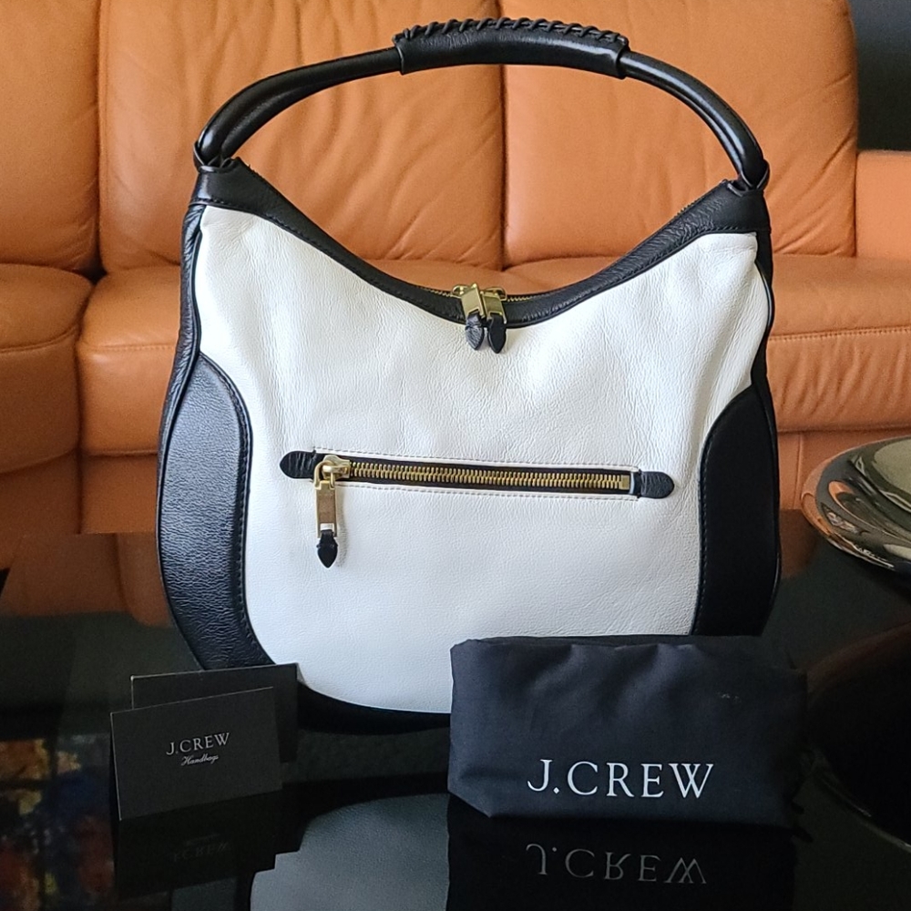 J Crew Black and white Leather  bag